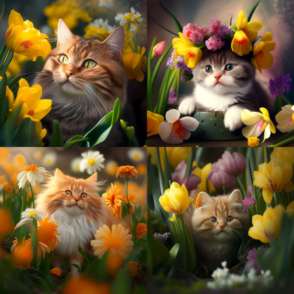 "кот, весна, цветы, смешной" - cat_spring_flowers_funny. 