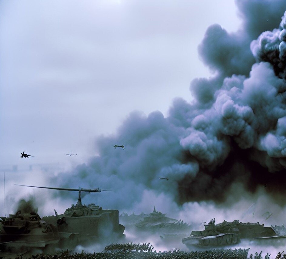 На горизонте были видны последствия недавнего столкновения