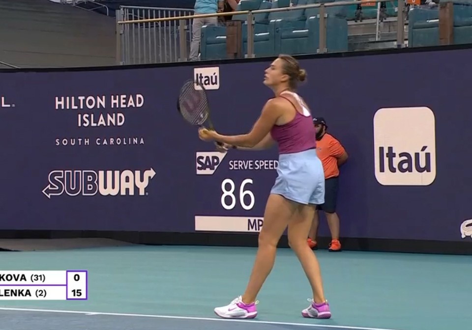     Соболенко без проблем выигрывает в Майами. Фото: кадр видео WTA