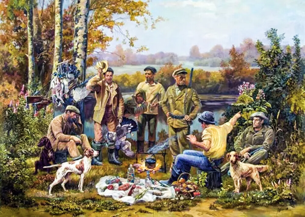 егэ русский любите охоту или рыбалку. живопись на охотничью тематику. рыбалка. охота в живописи. картина рыбаки на привале.