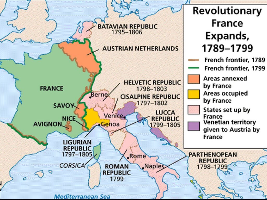 Европа в годы французской революции карта