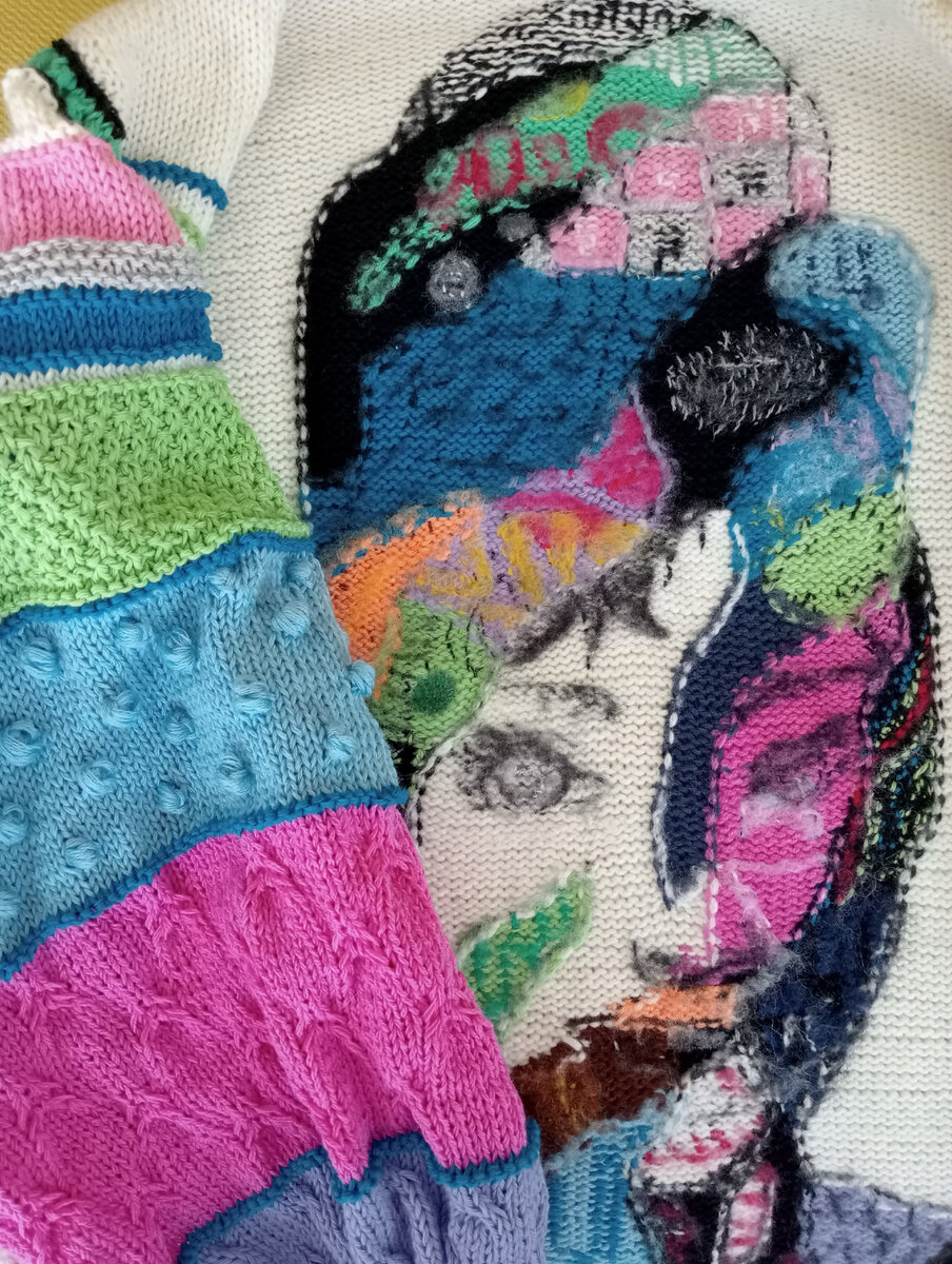 Фрагмент (изнанка и рукав)  жакета-куртки-кардика "Одри 2"