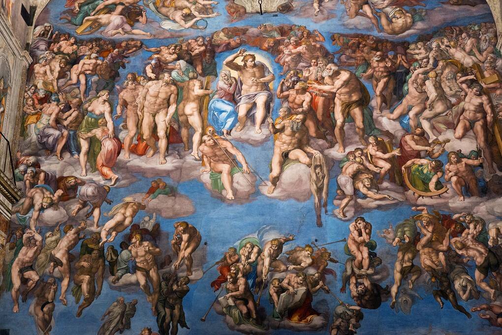 Фрагмент фрески Микеланджело "Страшный суд" в Сикстинской капелле