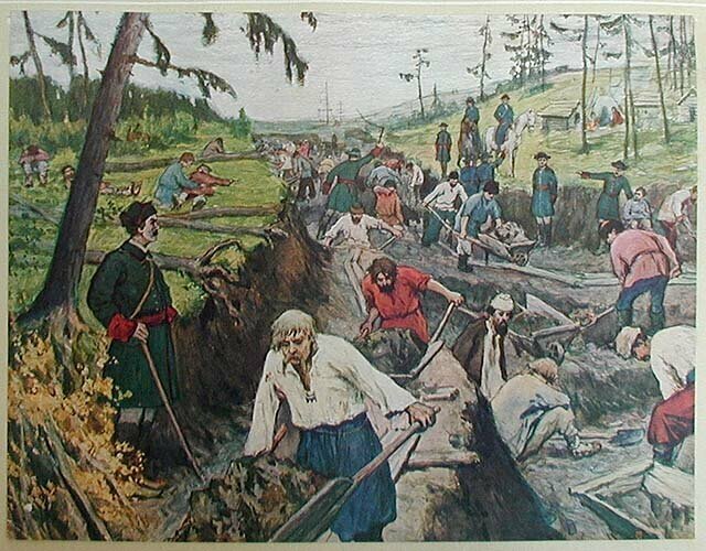 © public domain (Строительство Ладожского канала, открытого в начале 18 столетия)