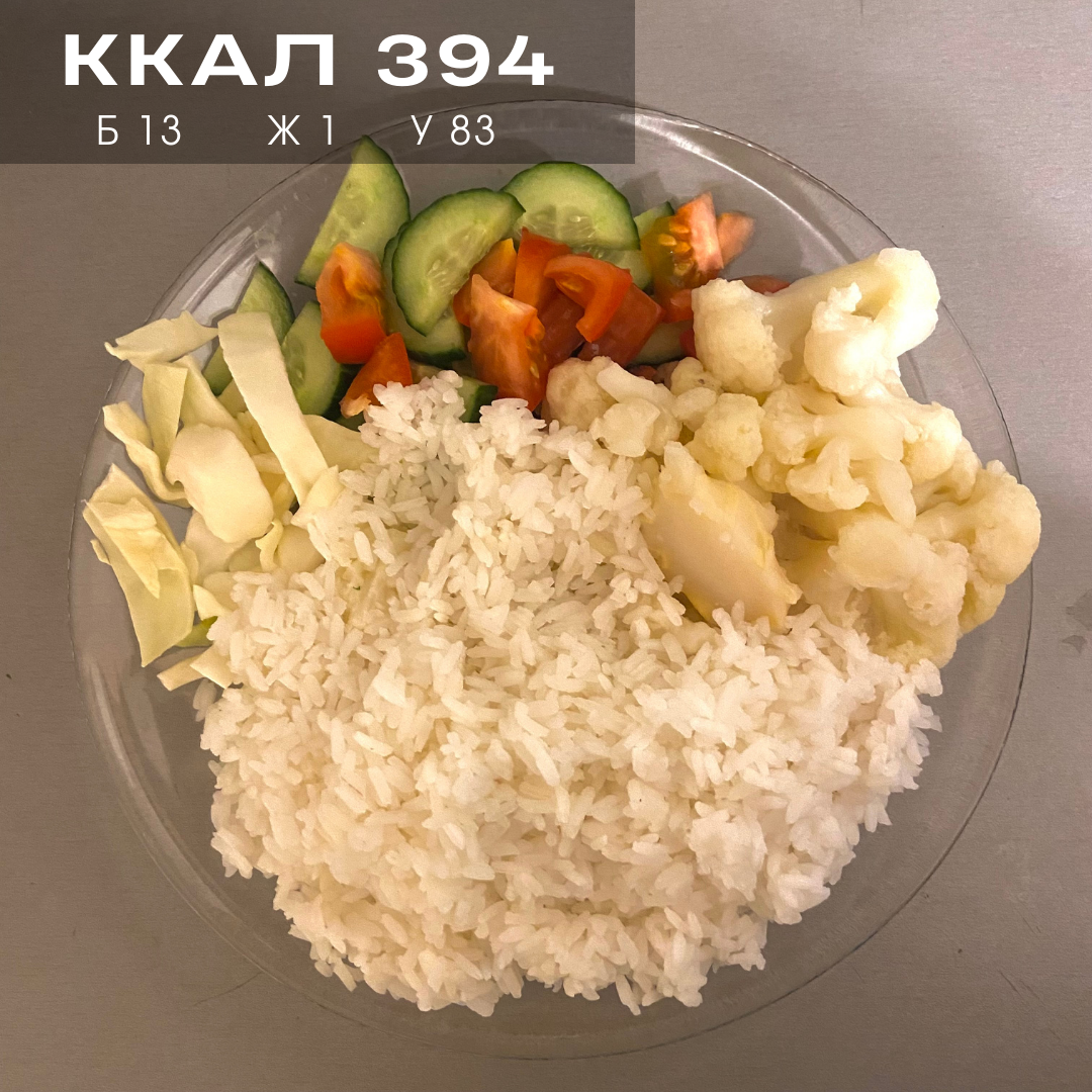 Отварной рис с овощами