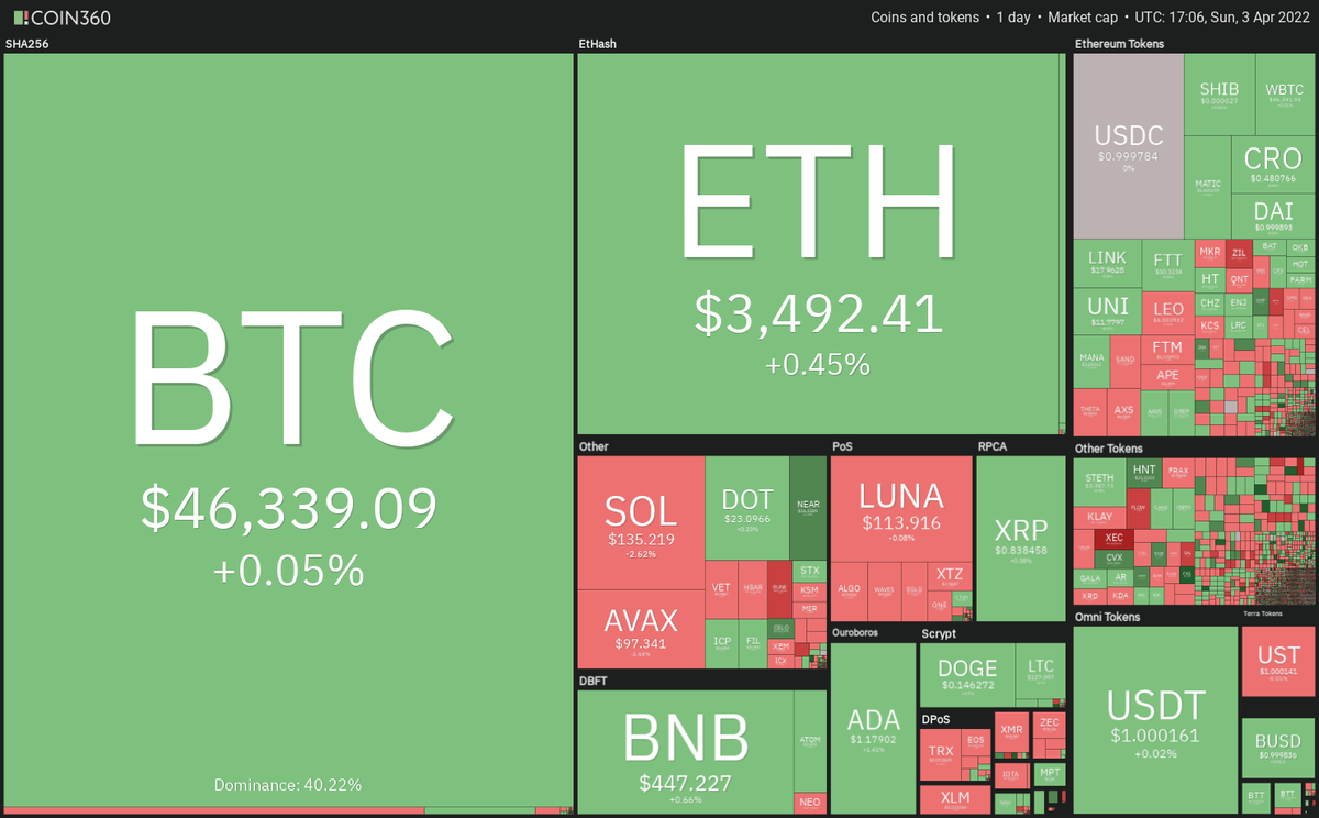 Ежедневный обзор состояния рынка криптовалют. Источник: Coin360