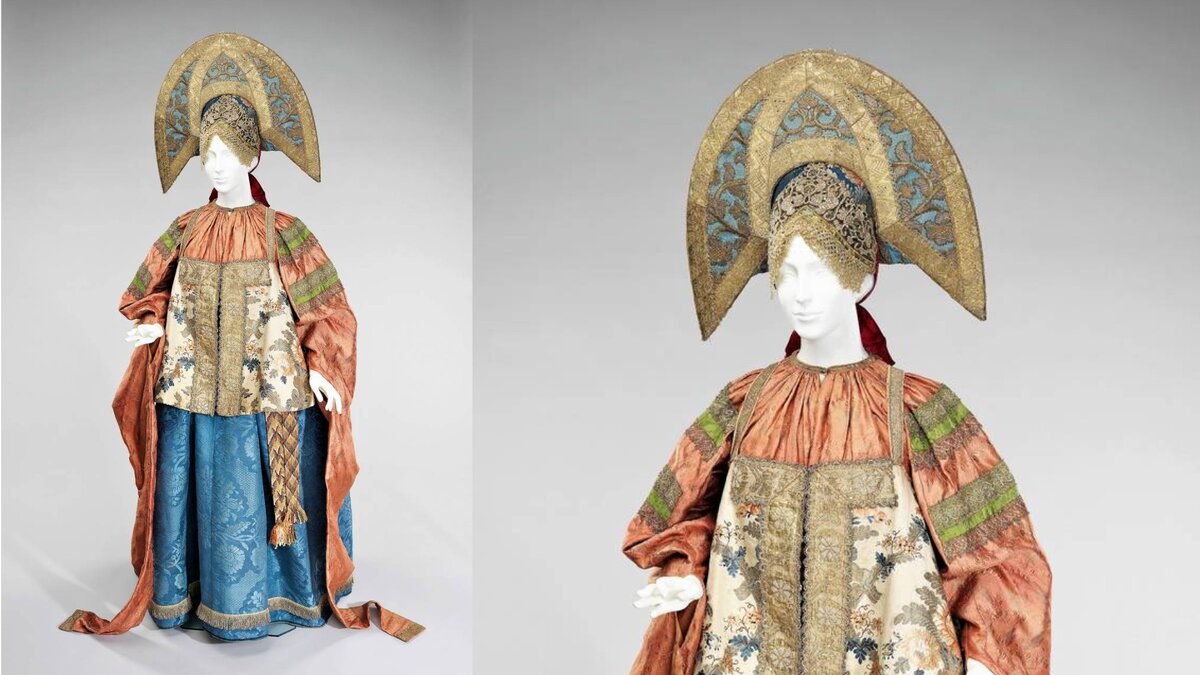 Женский костюм, лен, хлопок, шелк, металл. Русская культура, 19 в. © Метрополитен -музей, Нью-Йорк