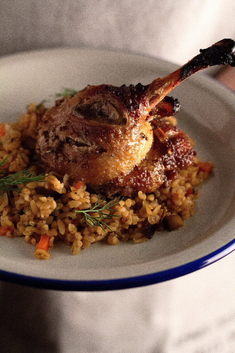 утка с булгуром