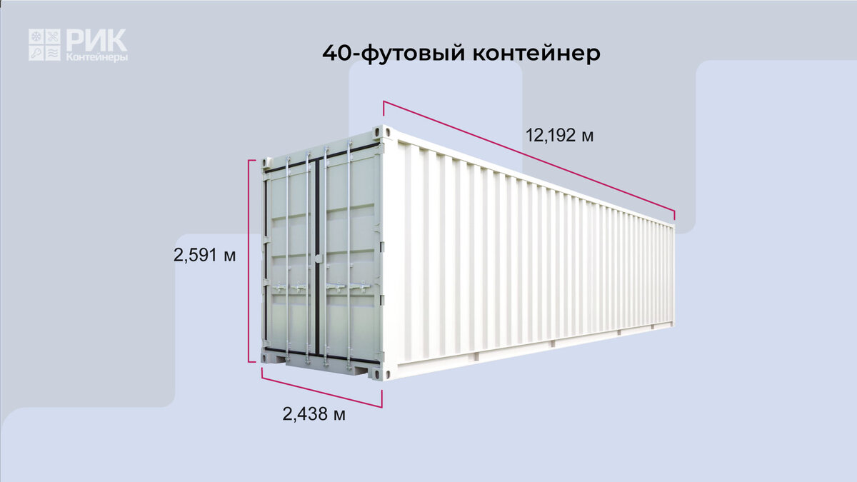 Размер 40 футового контейнера в метрах внутри