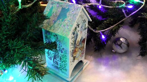 Новогодний декор чайного домика_Decoupage of the Christmas house