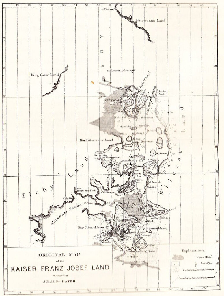 Карта Земли Франца-Иосифа, составленная Ю. Пайером