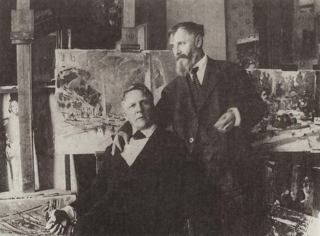Ф. Шаляпин у К. Коровина в его мастерской в Париже. 1930 год