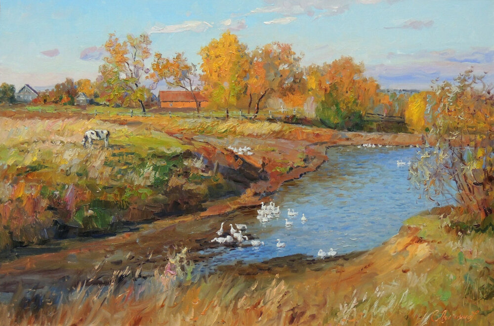 Викентий Лукиянов "Гуси на пруду". Источник: http://art-vikentiy.ru/galereya/