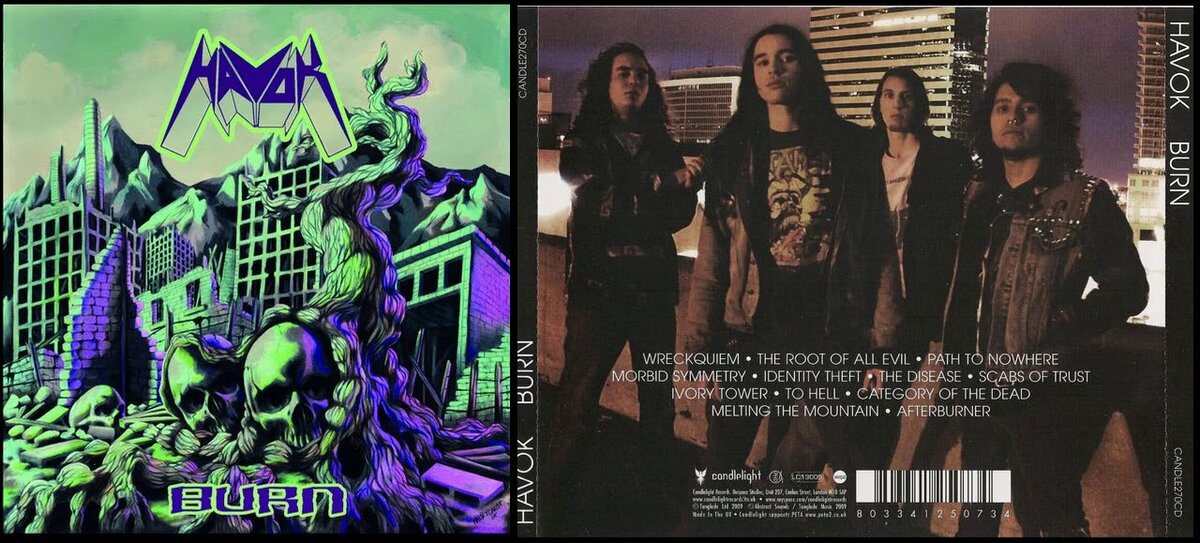 Скан разворота дебютного альбома "Burn" 