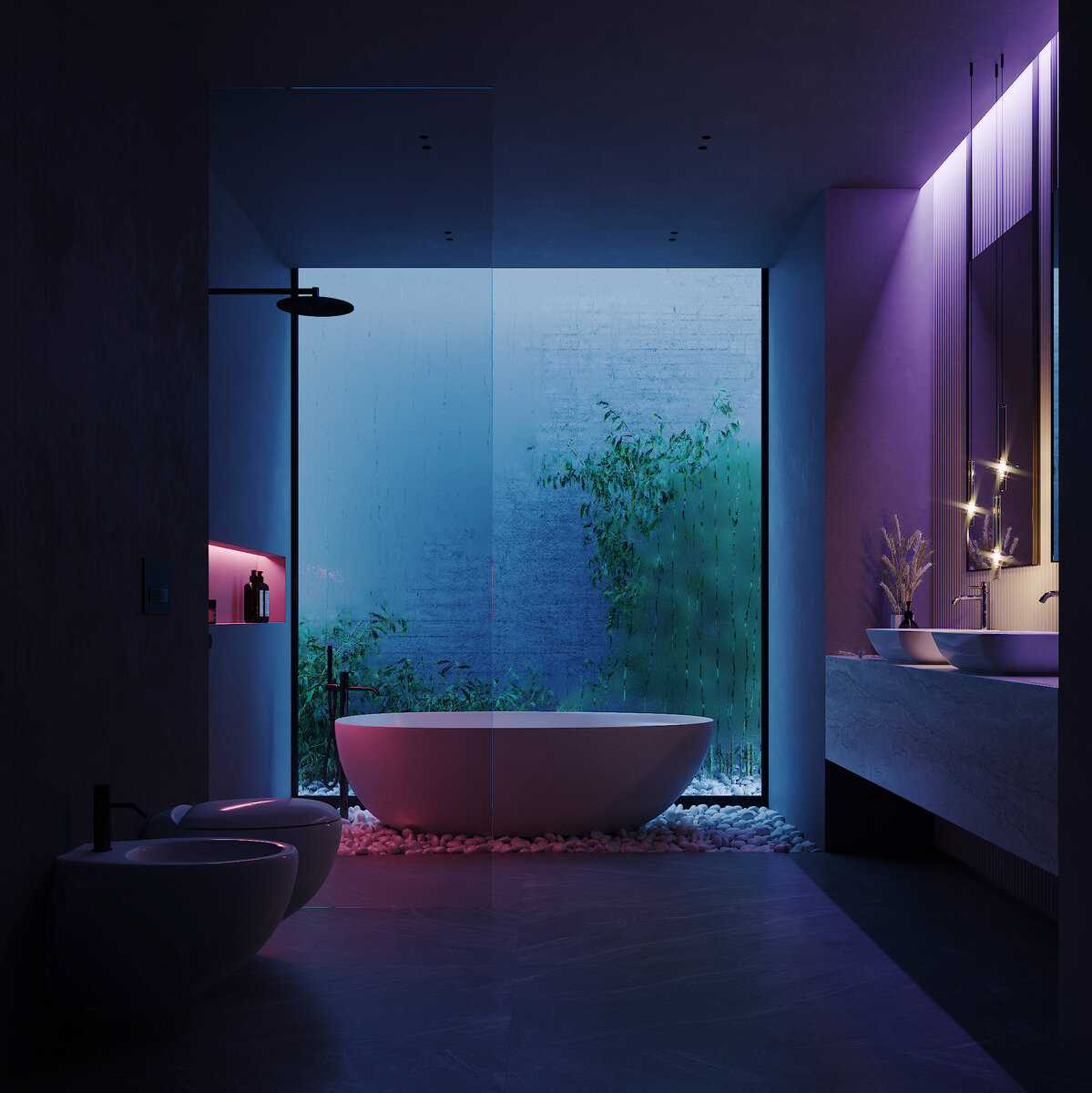 Интерьер ванной комнаты с сантехникой из коллекции RINGO от SANITA LUXE