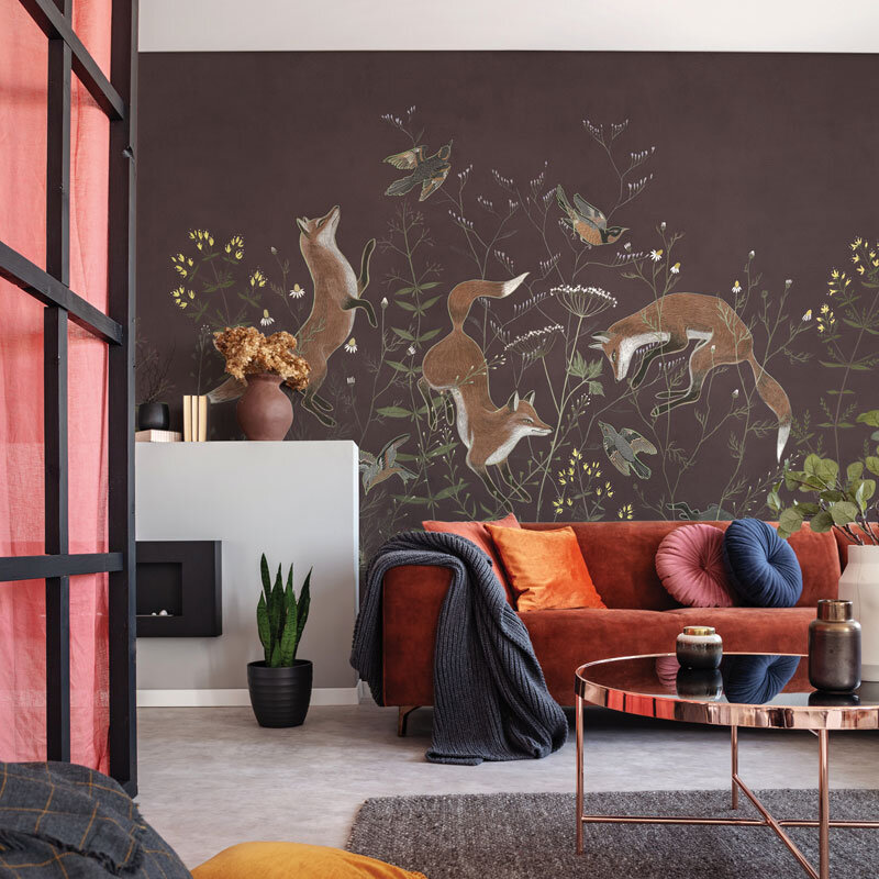 Дизайнерские обои Foxy от Factura. Сайт производителя: https://ffactura.ru/