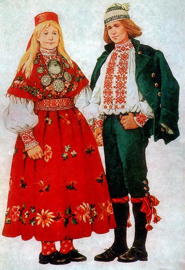 Эстонцы из Восточной Эстонии в традиционных костюмах.