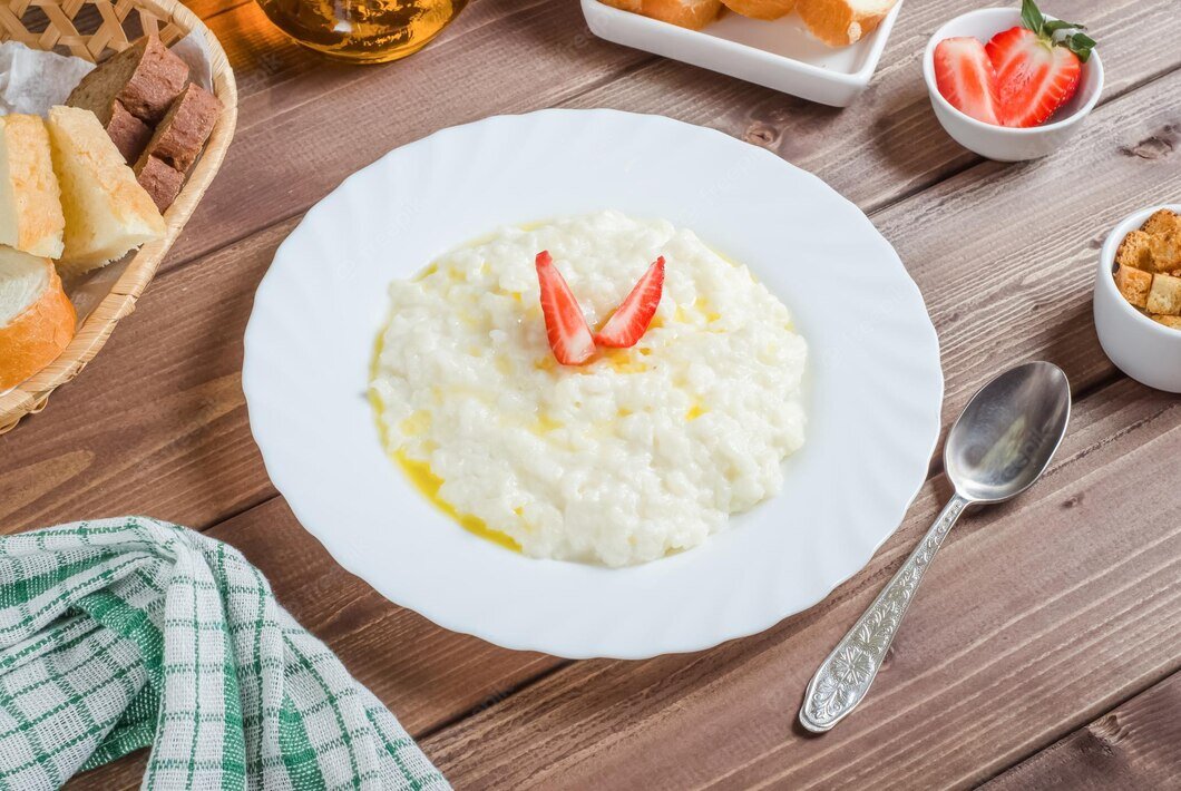 Вкусная рисовая каша с молоком и маслом.