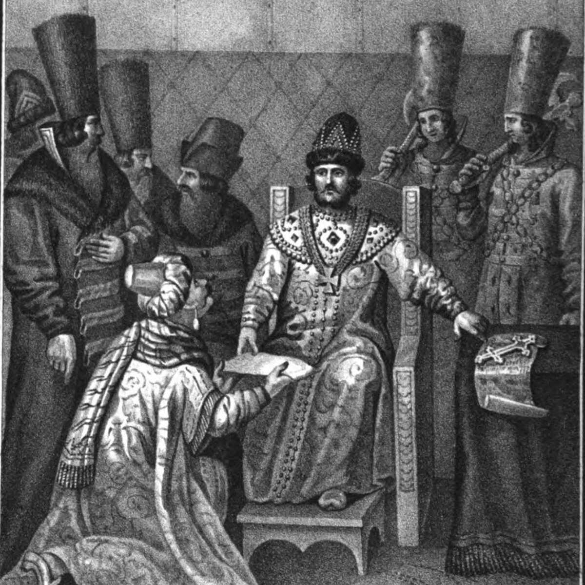 Василий III и московские бояре принимают крымского посла. Источник: wikimedia.org