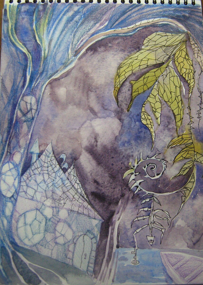 Тут изображен не лев, а свисающий с растенья маленький безобидный паучок - да к тому же он еще и держит в лапе ключ от двери в Дом. А в Доме можно согреться и поесть. Так что не всего, что кажется Вам страшным, стоит пугаться.