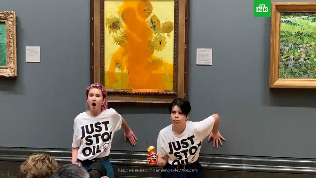    Экоактивистки облили супом картину Ван Гога «Подсолнухи» в лондонской галерее