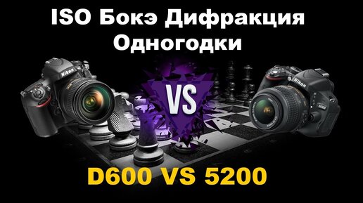 Nikon D600 VS D5200 Сравнение Полного кадра и кропа одного года ISO Бокэ Дифракция