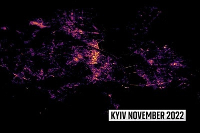    Спутниковые снимки оставшегося без света Киева ©Sky News