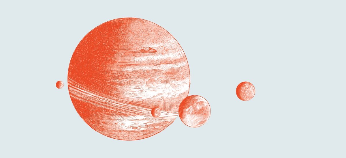 © Иллюстрация Юпитера с крупнейшими спутниками