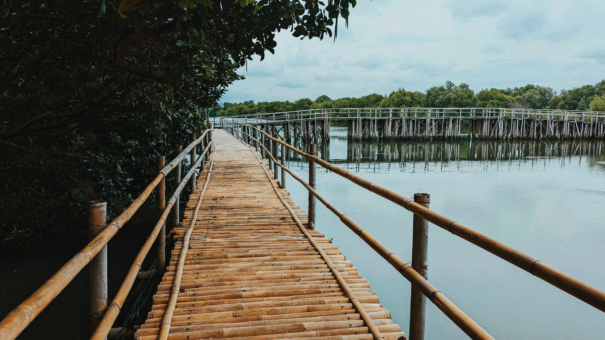 Широкие мостки над довольно большим озером