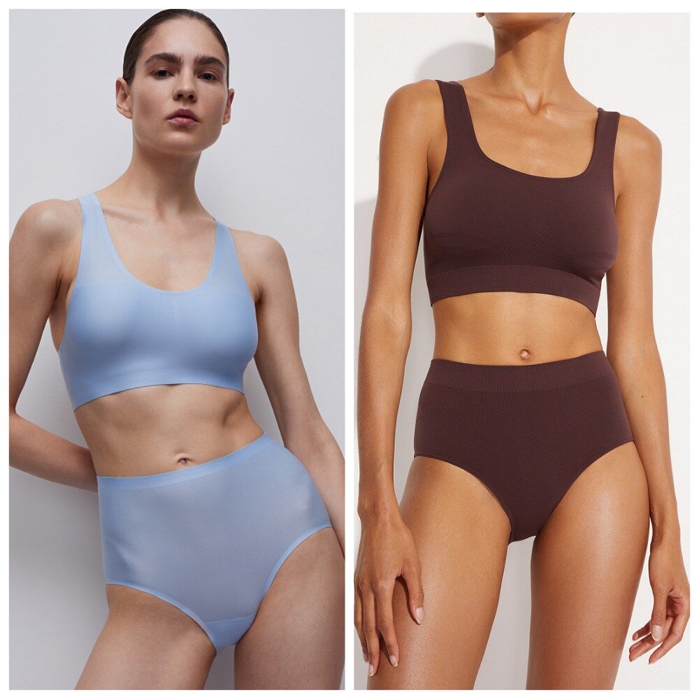 Трусы кюлоты belle you  в оттенках кристально-голубой и трюфельный