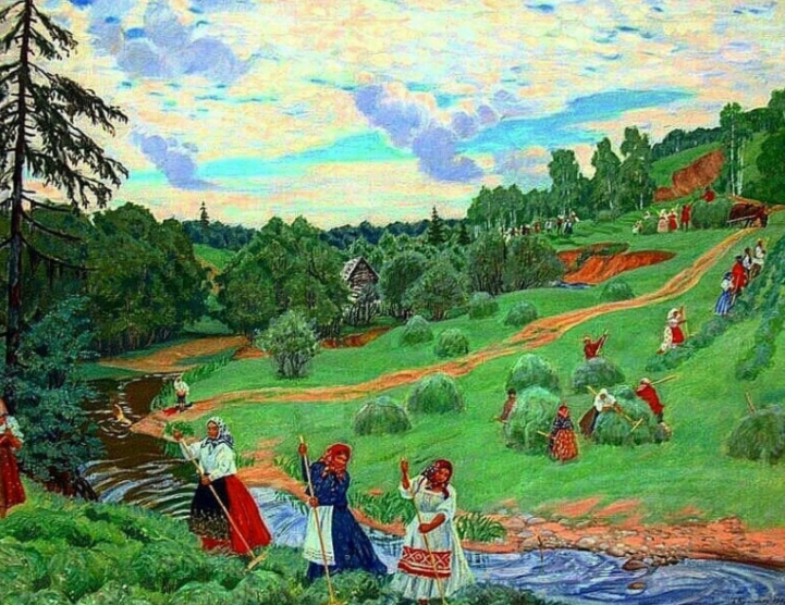 Кустодиев Борис Михайлович. Сенокос. 1917.