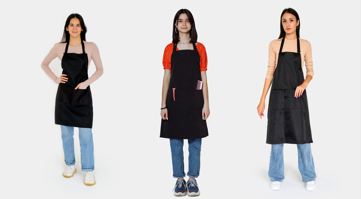 Комфортный фартук с регулируемыми ремешками подойдет для мастеров разного роста