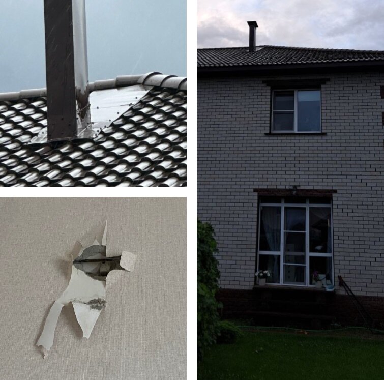 Молния заскочила в вентиляцию и вырвалась из стены. Фото: Евгений Нефёдов 