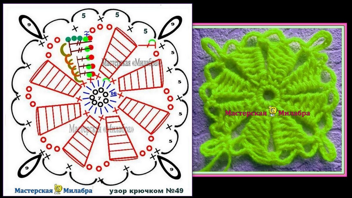 Мотивы крючком. Crochet motives.