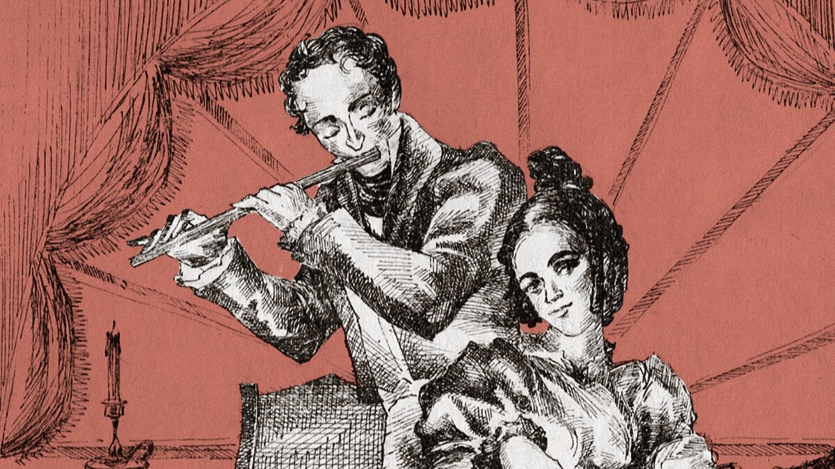 Иллюстрация к комедии «Горе от ума», Молчалин и Софья