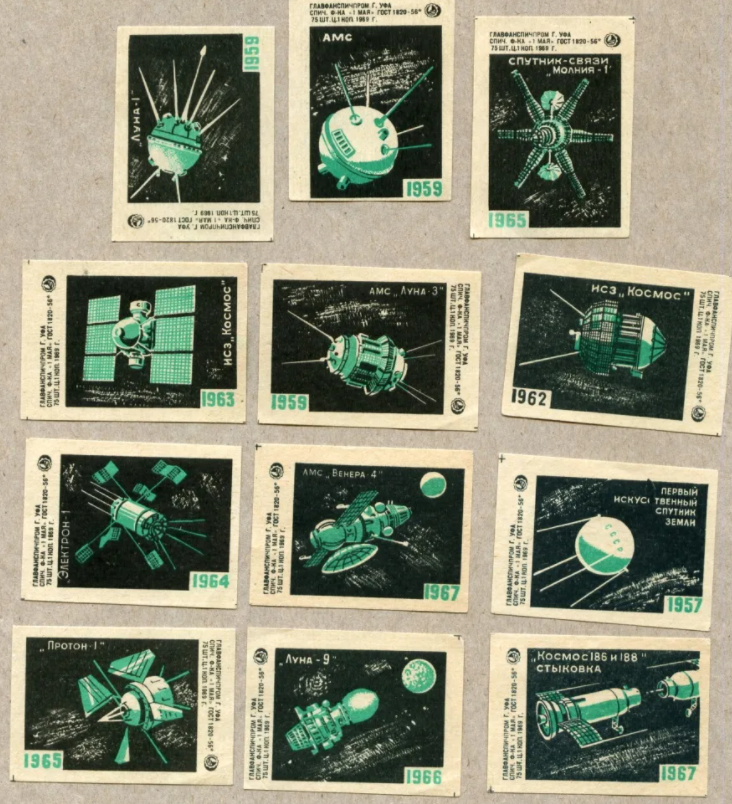 Советские этикетки посвященные космонавтике. Образцы 1960-х годов. Взято из открытого источника.