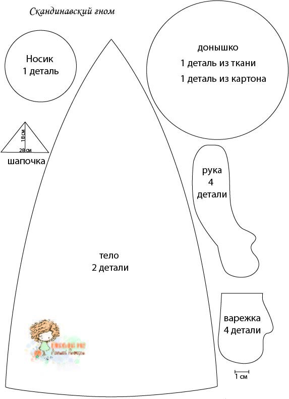 Выкройка гнома