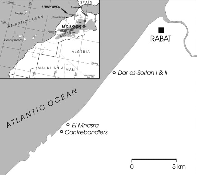    На карте показано, где расположена пещера Дар-эс-Солтан II / ©Nick Barton et al.