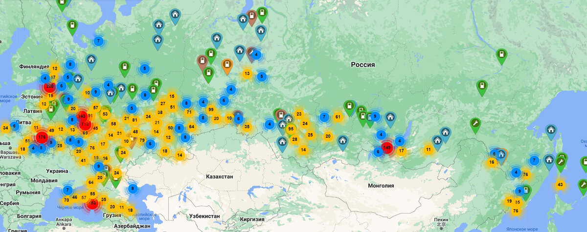 Карта электро зарядок для электромобилей