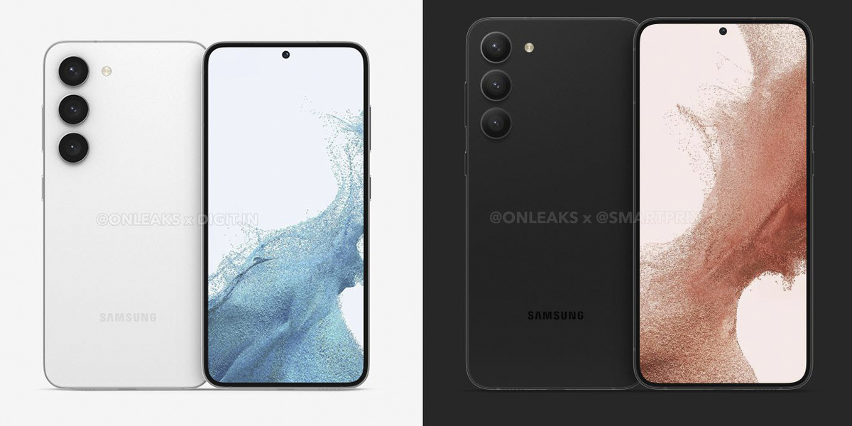 Samsung Galaxy S23 и S23+. Изображение: @OnLeaks / Twitter📷
