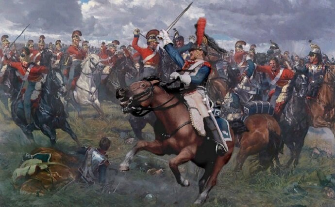 Боестолкновение двух кавалерий при Ватерлоо. (pinterest.com)