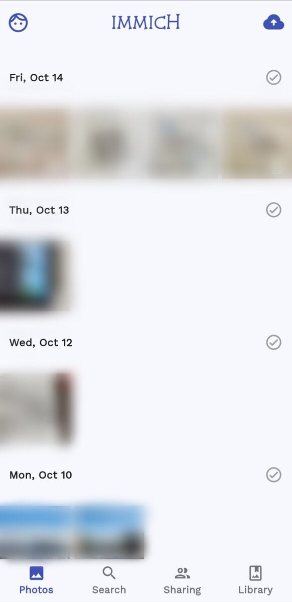 Главный экран Immich