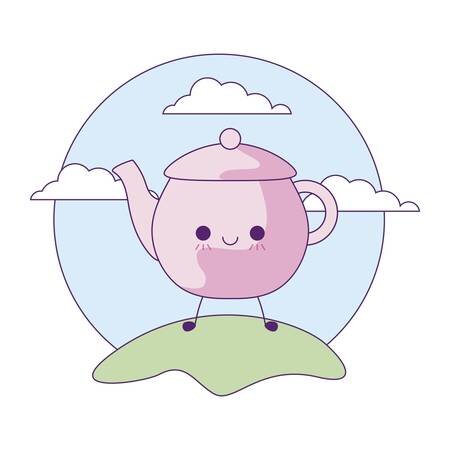 "Я во всём разберусь!" Фото Cute teapot kitchen in landscape kawaii style vector illustration design 