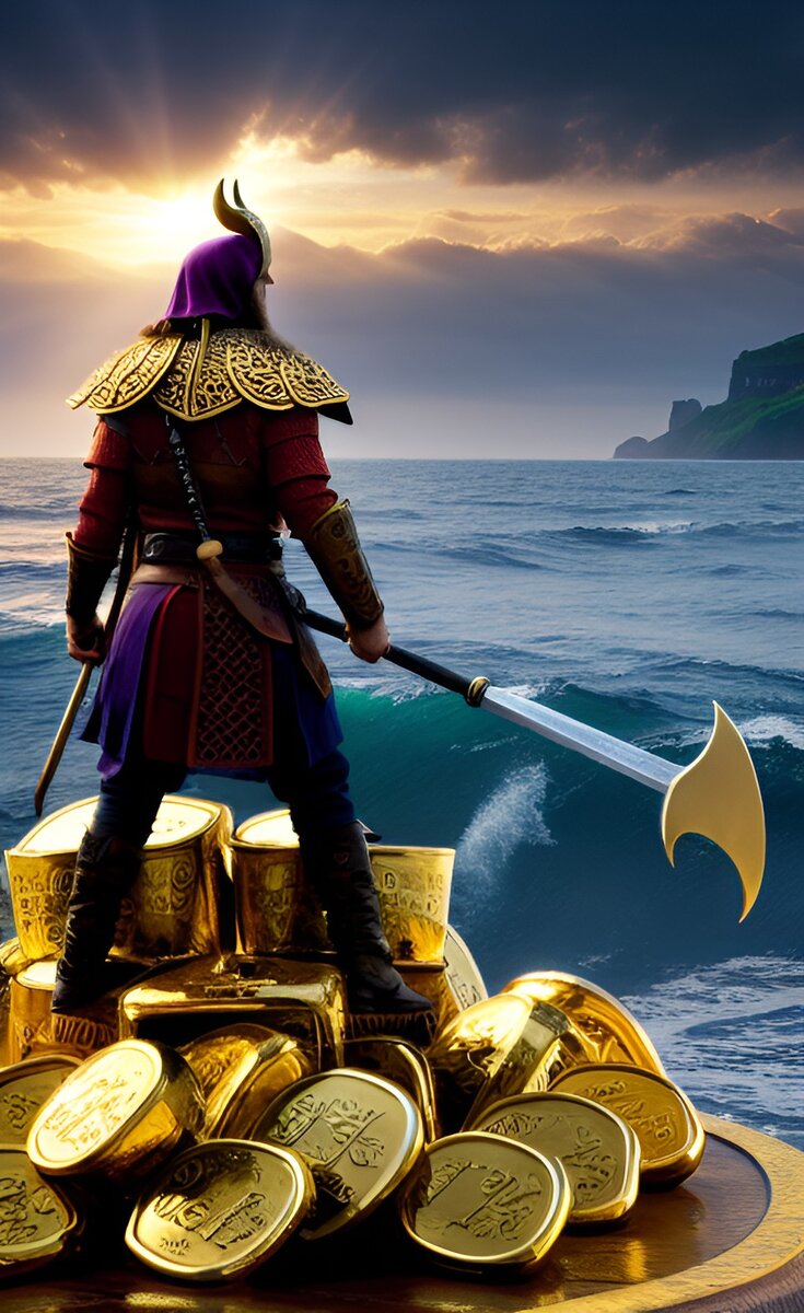 Золото и воинская слава раньше были разными понятиями.Создано нейросетью ИИ и Безумным Фермером (фото автора). 