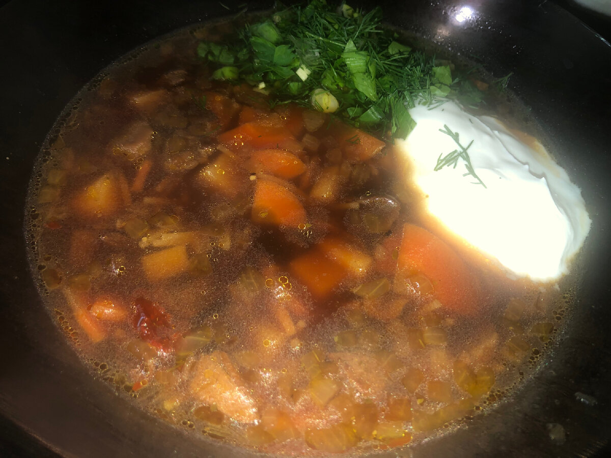 Суп с сушеными белыми грибами и вермишелью или лапшой