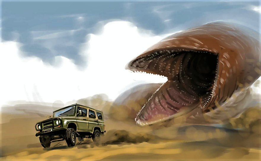 Черви в пустыне. Песчаный червь Дюна 1984. Гигантский червь олгой-хорхой.