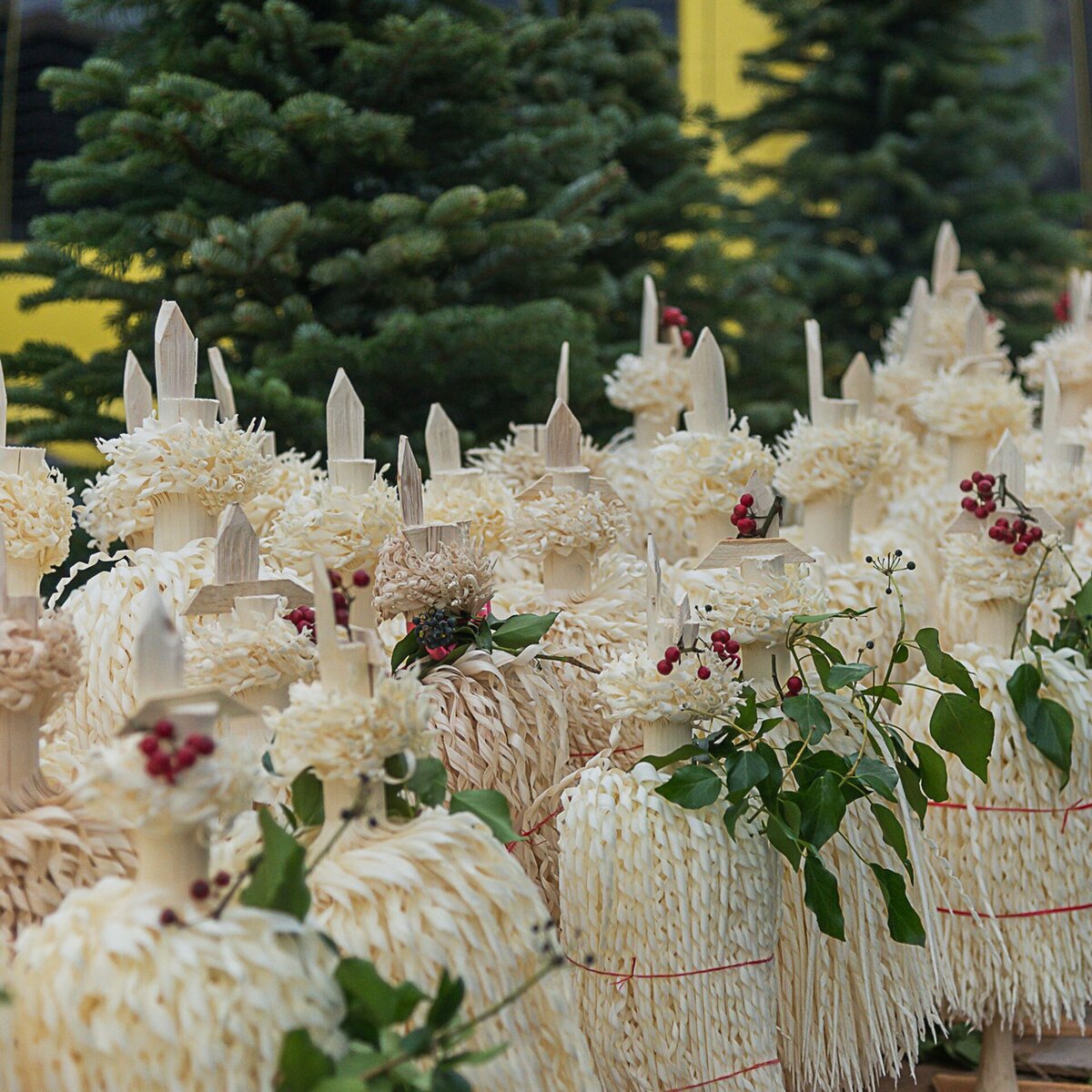 Чичилаки украшены ягодами и листьми