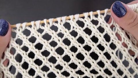 Простая ажурная сетка спицами - оригинальный летний узор. Openwork mesh knitting.