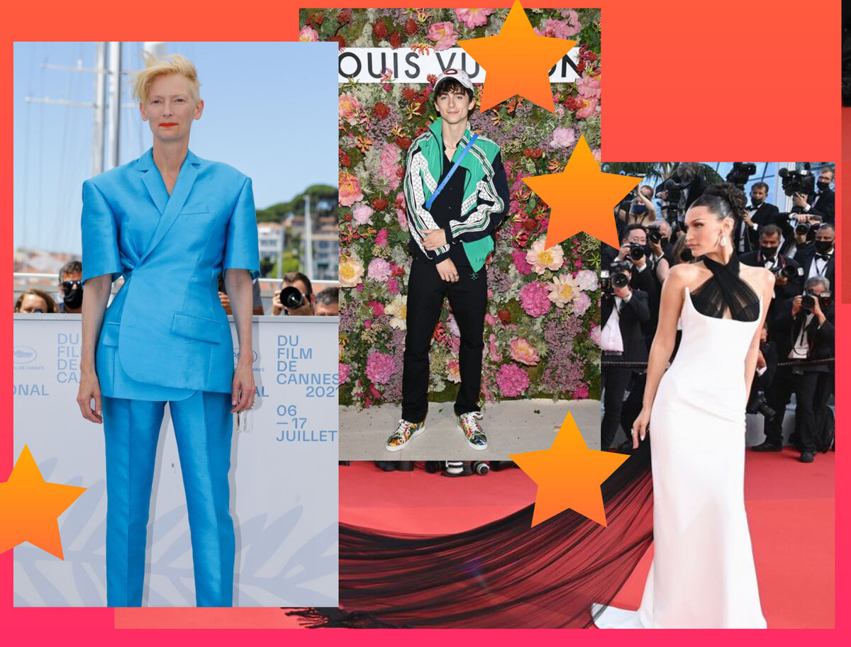 Тильда Суинтон, Тимоти Шаламе, Белла Хадид- фотоколлаж автора 