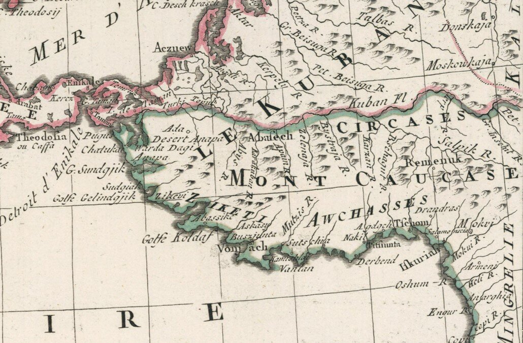 Abbe Grenet, Rigobert Bonne. Nouvelle carte de la Crimee et des Confins Turcs et Russes a la Mer Noire. 1793. (фрагмент)